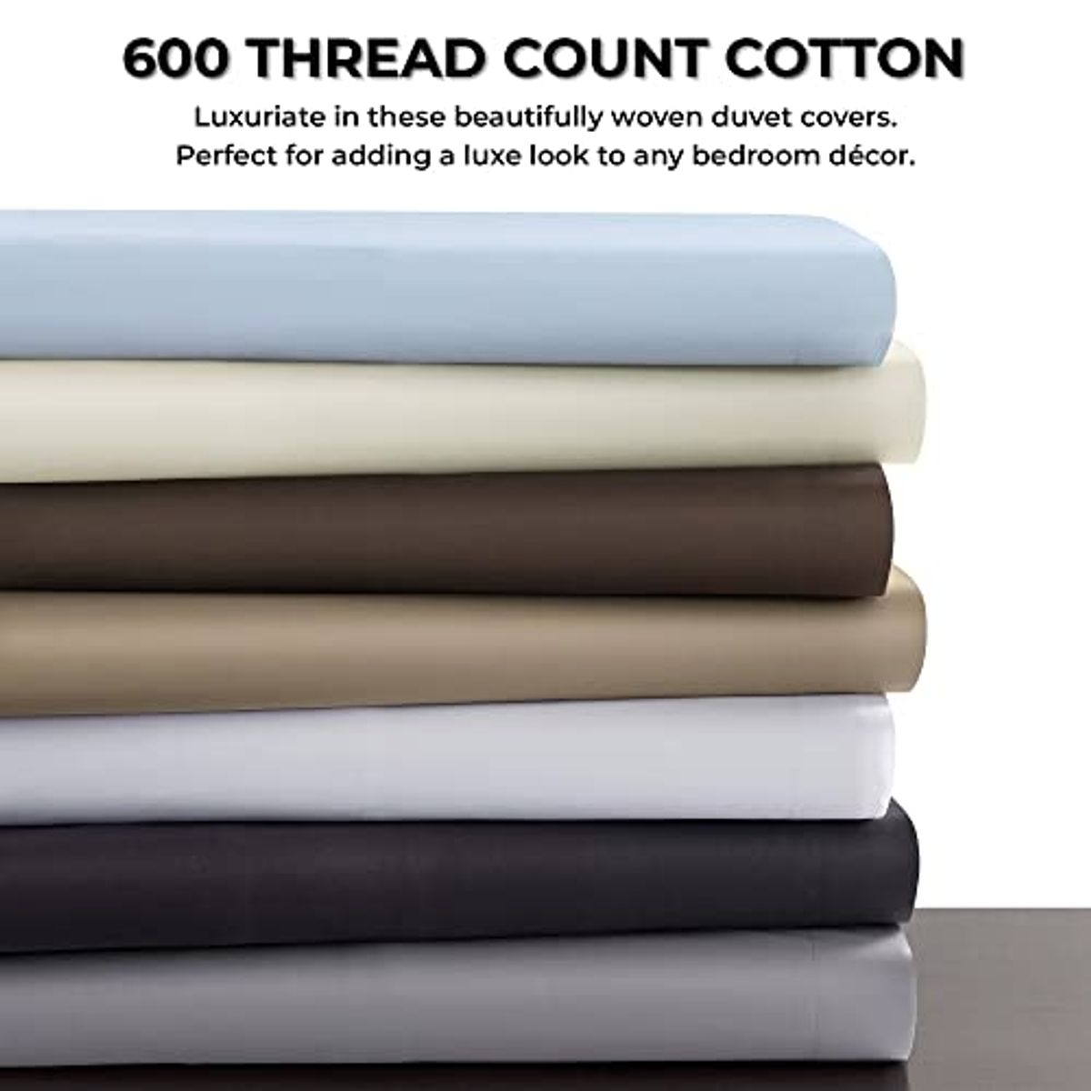 Tribeca Living Egyptian Cotton King Duvet Cover Set, 3pc Oversized Plain Bedding Set Includes King Duvet Cover And Two Sham Pillowcases, 600 Thread Count, Chocolate