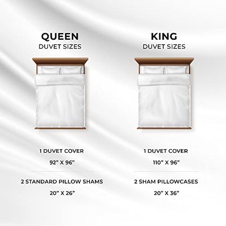 Tribeca Living Egyptian Cotton Queen Duvet Cover Set, 3pc Oversized Plain Bedding Set Includes King Duvet Cover And Two Sham Pillowcases, 600 Thread Count, White