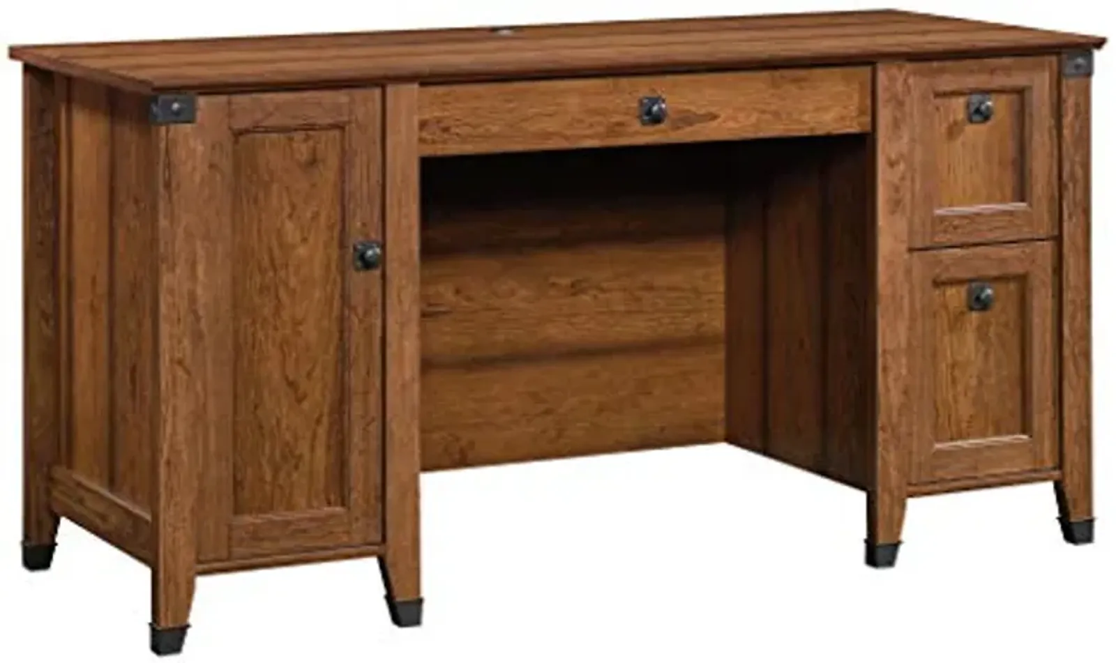 Sauder Carson Forge Rustic Vintage Computer Desk with Drawers Storage, 59.06" L x 23.47" W x 29.53" H, Washington Cherry