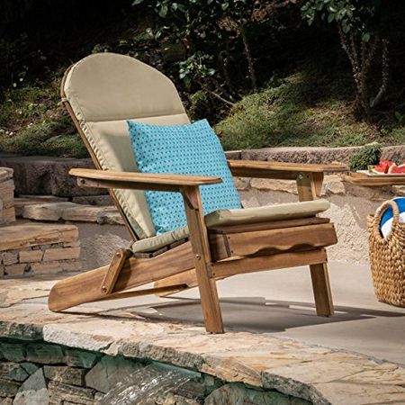 Christopher Knight Home Reed Outdoor Water-Resistant Adirondack Chair Cushion, Khaki, 1 Count (Pack of 1)