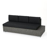 Christopher Knight Home Stuart | Outdoor 3 Seater Wicker Right Sofa, Mixed Black/Dark Grey Cushion