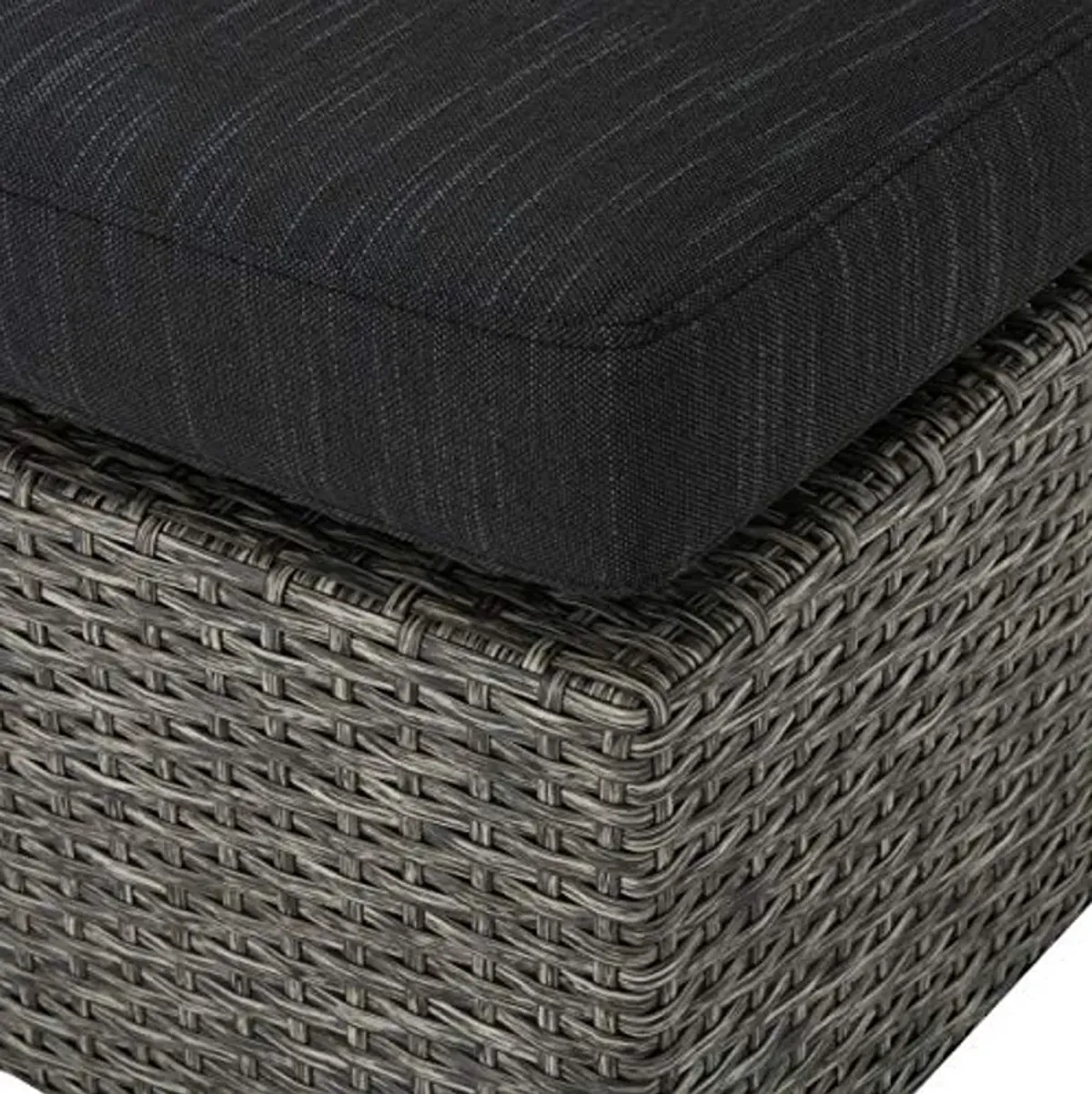 Christopher Knight Home Puerta Outdoor 3-Seater Wicker Left Sofa, Mixed Black / Dark Grey Cushion