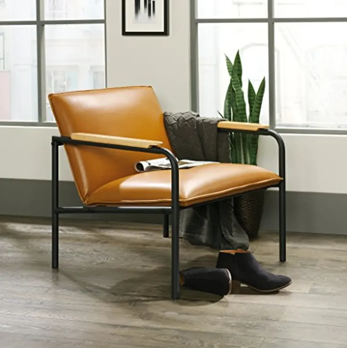 Sauder Boulevard Café Lounge Chair, Metal Camel finish