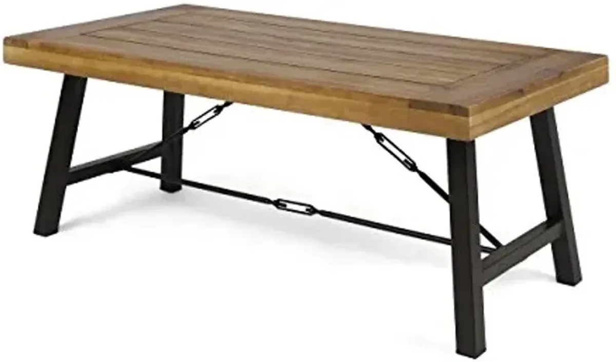 Christopher Knight Home Catriona Outdoor Acacia Wood Coffee Table, Teak Finish / Rustic Metal Brown and Black