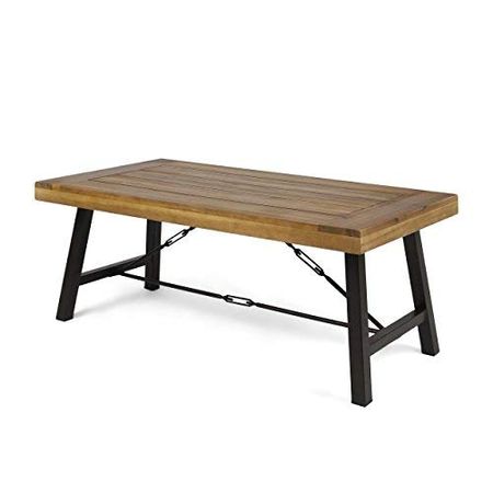 Christopher Knight Home Catriona Outdoor Acacia Wood Coffee Table, Teak Finish / Rustic Metal Brown and Black