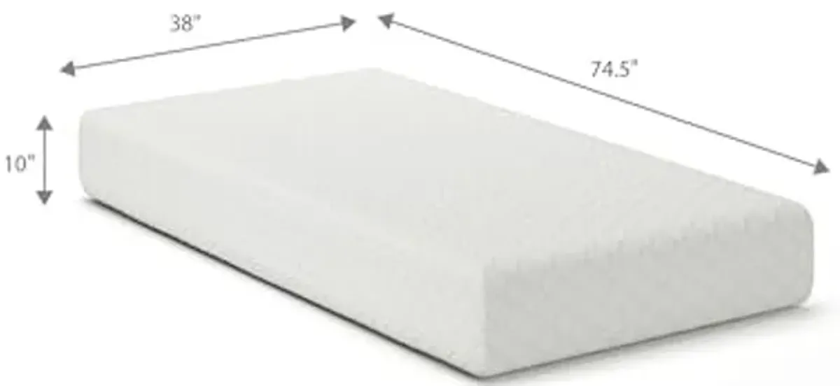 Signature Design by Ashley Twin Size Chime 10 Inch Medium Firm Memory Foam Mattress with Green Tea & Charcoal Gel