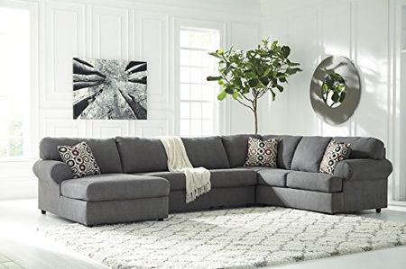 Ashley Furniture Signature Design - Jayceon Contemporary 3-Piece Sectional - Left Arm Facing Corner Chaise, Armless Loveseat, and Right Arm Facing Sofa - Steel