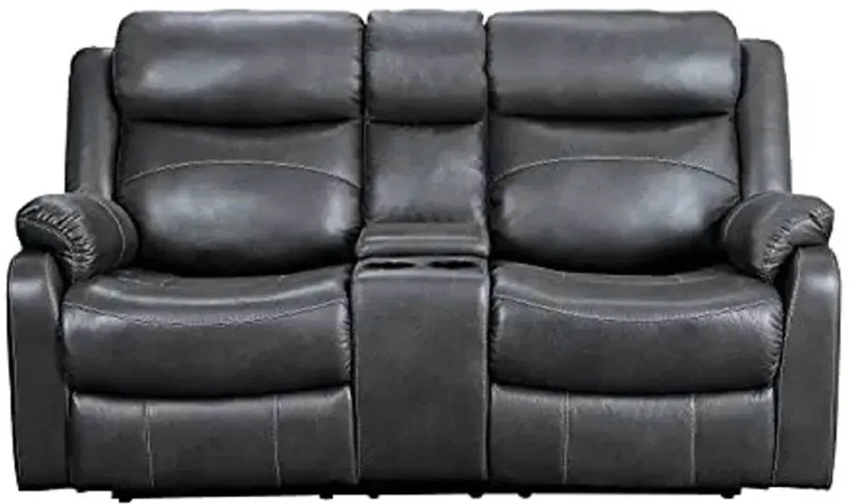 Homelegance Yerba Lay Flat Double Reclining Loveseat, 70" W, Dark Gray