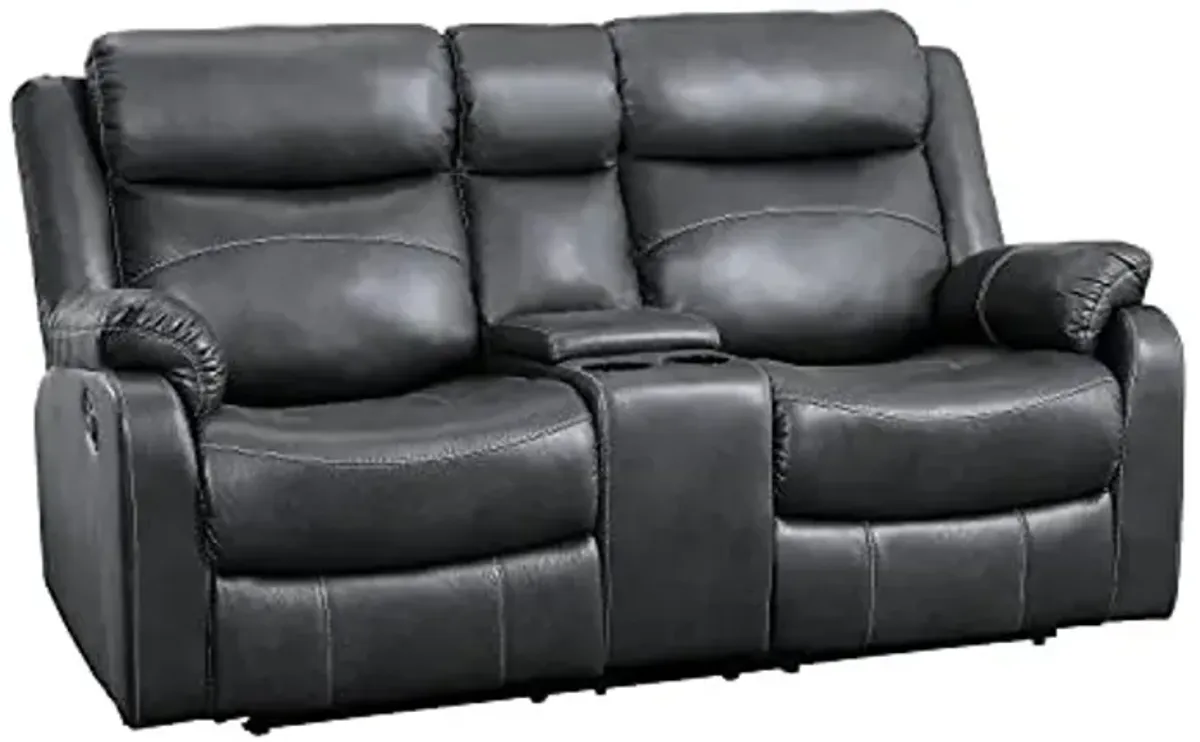 Homelegance Yerba Lay Flat Double Reclining Loveseat, 70" W, Dark Gray