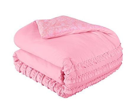 Heritage Kids Rhea Textured Ruffle Blush Comforter Set, Full/Queen, Pink