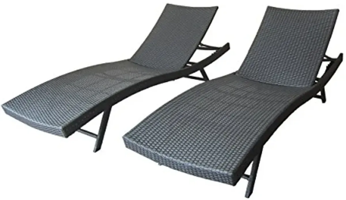 Christopher Knight Home Arthur | Outdoor Wicker Chaise Lounges | Set of 2 | in Grey