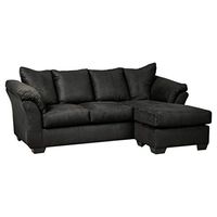 Signature Design by Ashley Darcy Casual Plush L-Shaped Reversible Sofa Chaise Chofa, Black