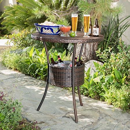 Christopher Knight Home Oyster Bay PE Table with Ice Pail, Multibrown