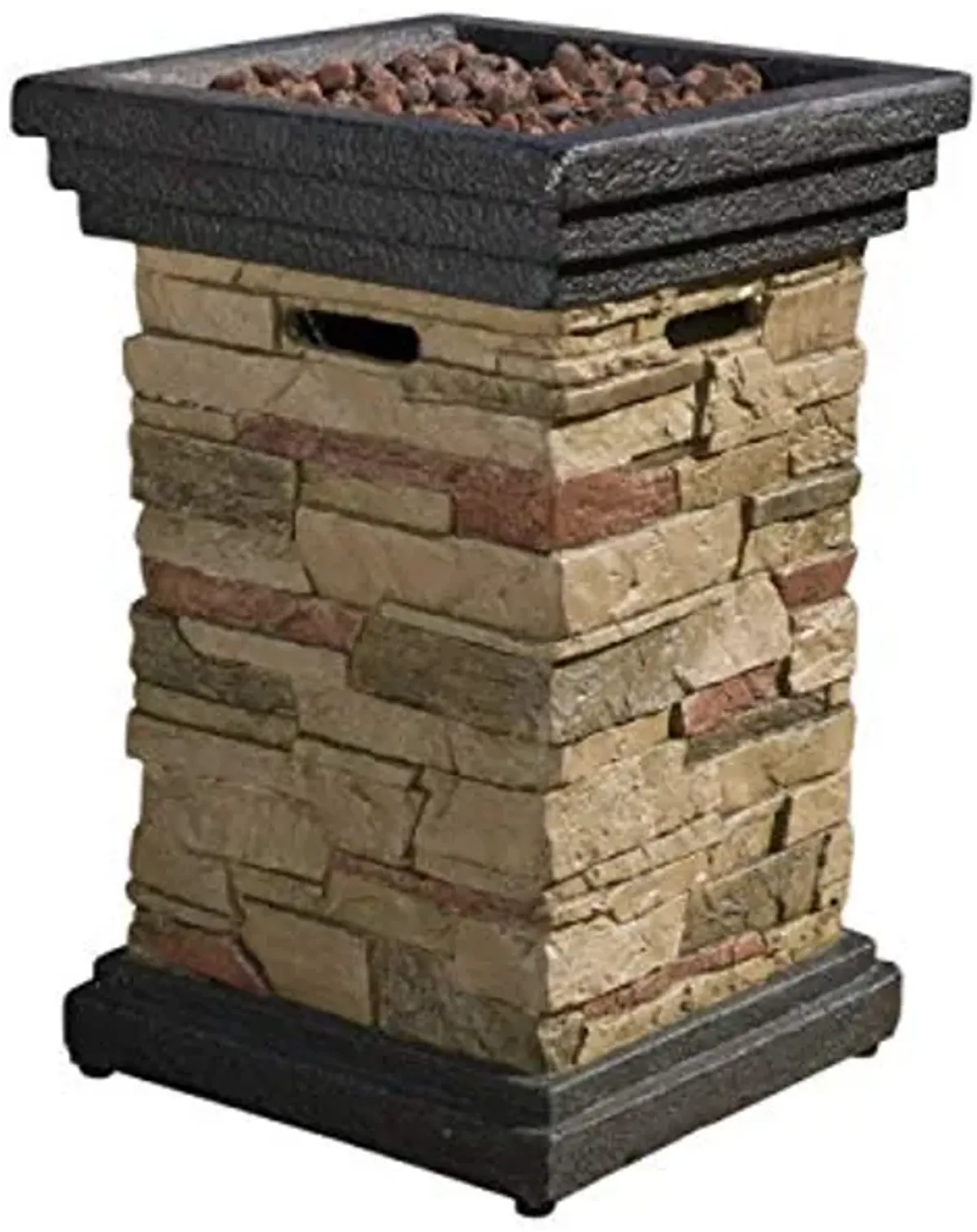 Christopher Knight Home Chesney Stone MGO Fire Column - 40,000 BTU, 19.5", Natural Stone