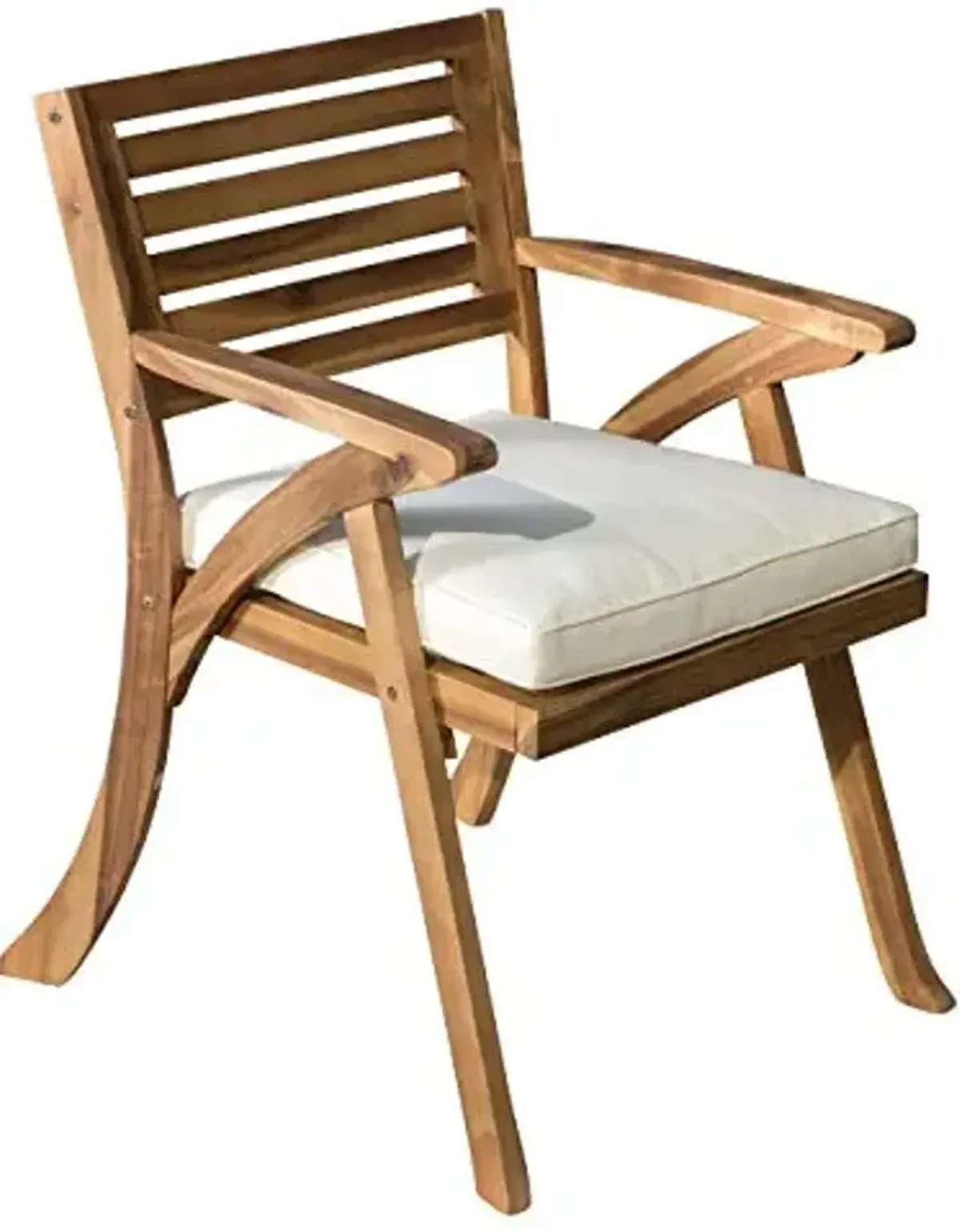 Christopher Knight Home Hermosa Outdoor Acacia Wood Arm Chairs, 2-Pcs Set, Teak Finish / Cream