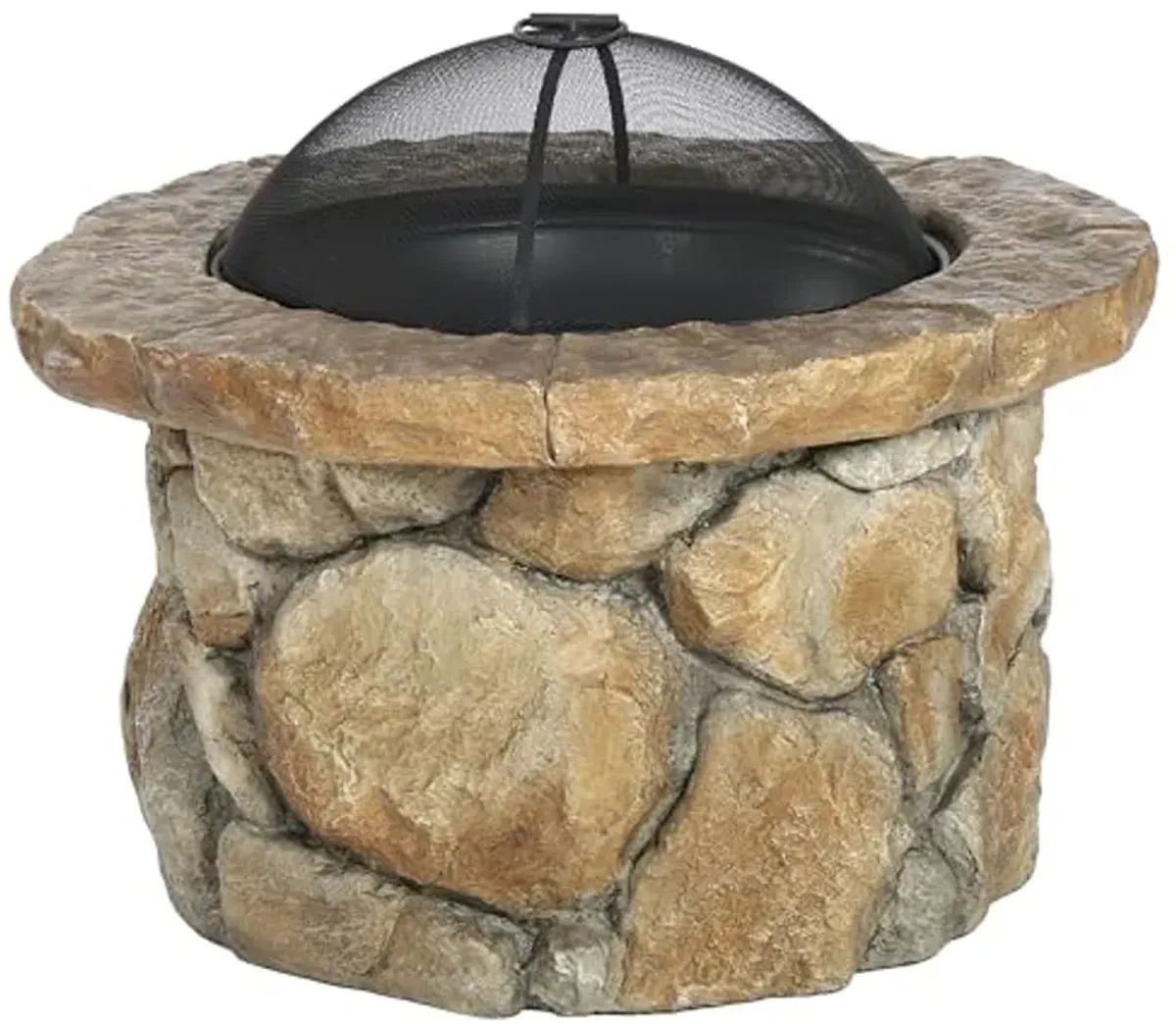 Christopher Knight Home Easton Glass Fiber Reinforced Cement / Iron Fire Pit, Natural