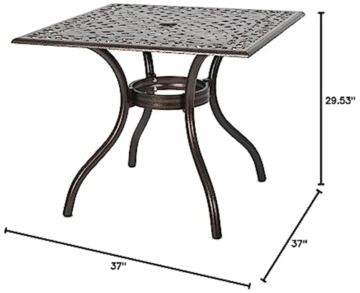 Christopher Knight Home Phoenix Cast Aluminum Square Table, Hammered Bronze