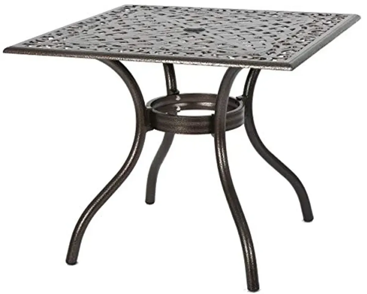 Christopher Knight Home Phoenix Cast Aluminum Square Table, Hammered Bronze