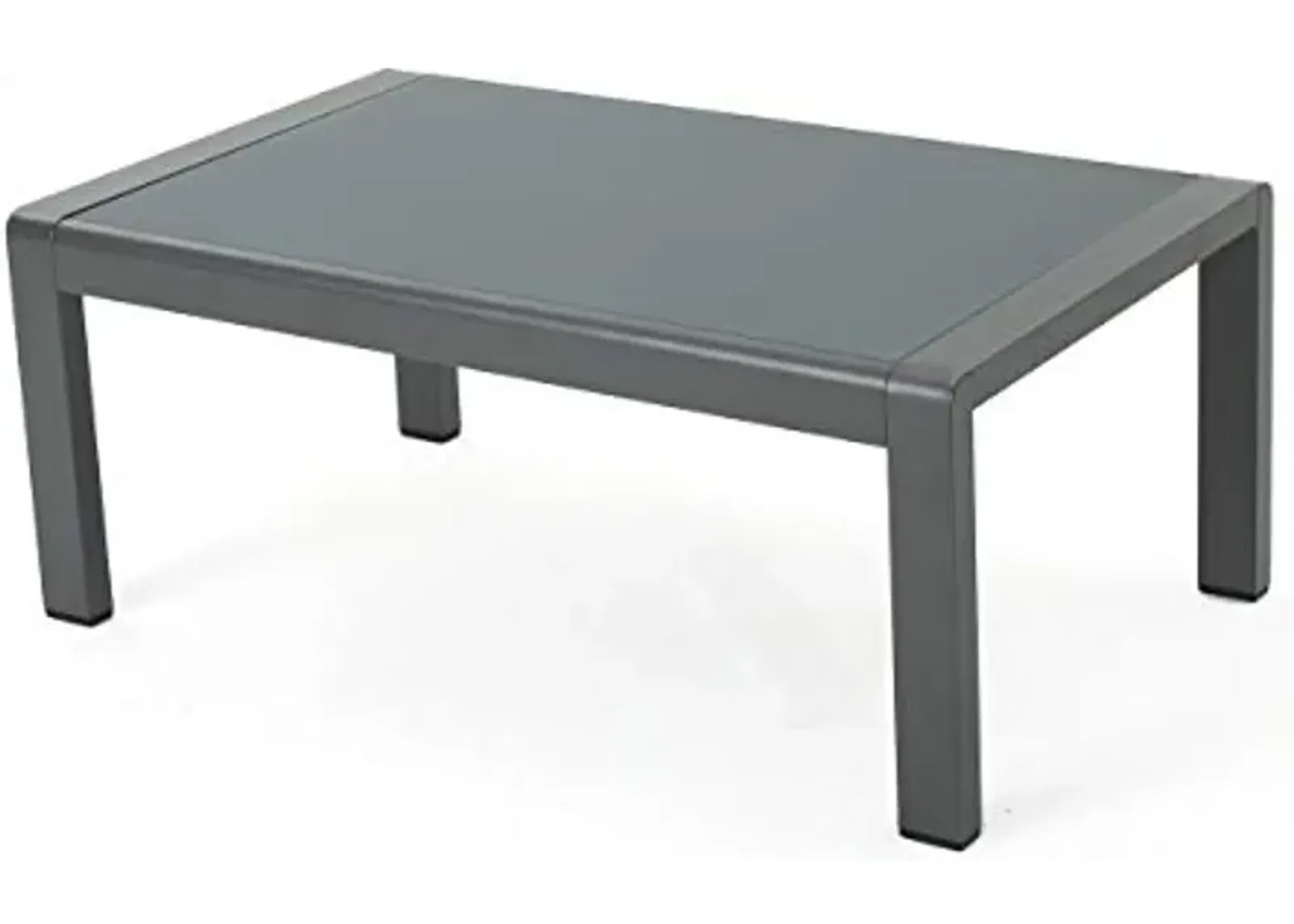 Christopher Knight Home Cape Coral Outdoor Aluminum Coffee Table with Tempered Glass Table Top, Grey