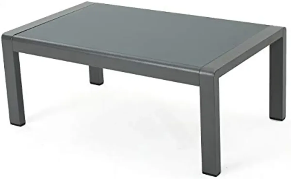 Christopher Knight Home Cape Coral Outdoor Aluminum Coffee Table with Tempered Glass Table Top, Grey