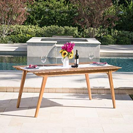 Christopher Knight Home Taiga Outdoor 69" Acacia Wood Dining Table, Teak Finish