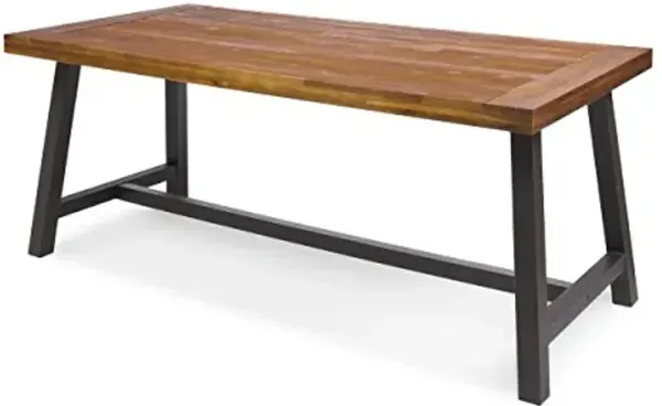 Christopher Knight Home Carlisle Outdoor Dining Table with Iron Legs, Sandblast Finish / Rustic Metal