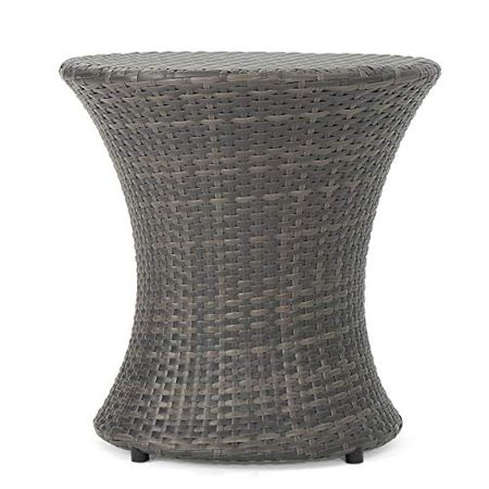 Christopher Knight Home Adriana Outdoor PE Wicker Accent Table, Grey