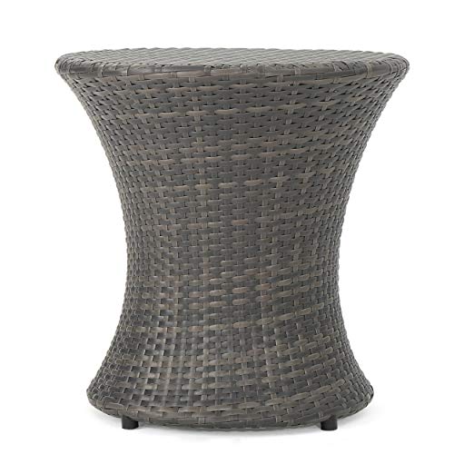 Christopher Knight Home Adriana Outdoor PE Wicker Accent Table, Grey