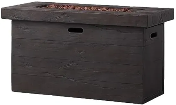 Christopher Knight Home Custer Outdoor Rectangular Fire Pit - 40,000 BTU, Brown