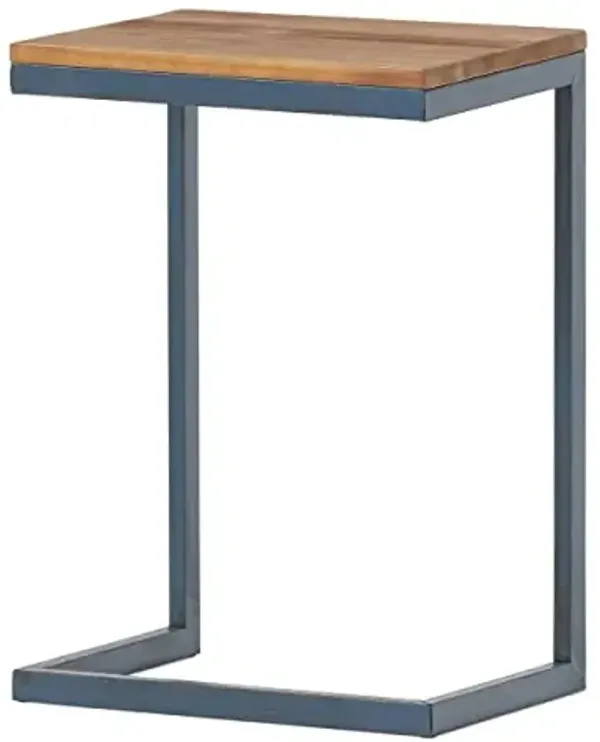 Christopher Knight Home Kora Outdoor Firwood C-Shaped Accent Table, Antique / Black With Blue