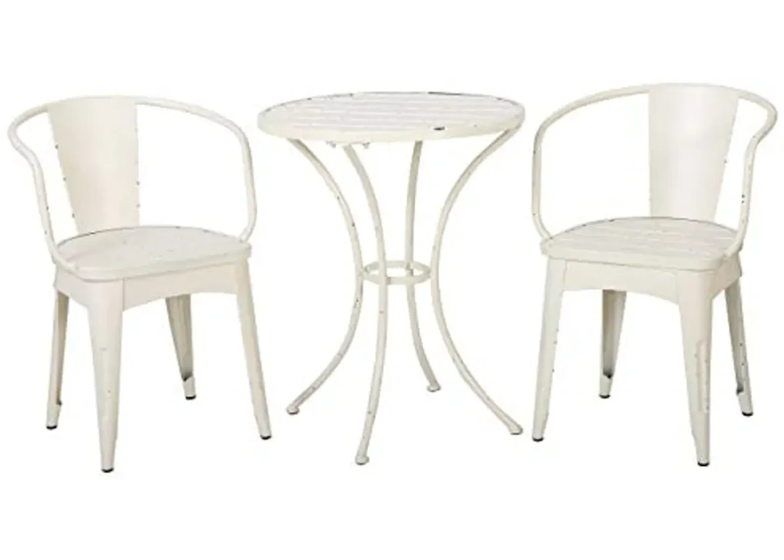 Christopher Knight Home Colmar Outdoor Metal Bistro Set, 3-Pcs Set, Shabby White