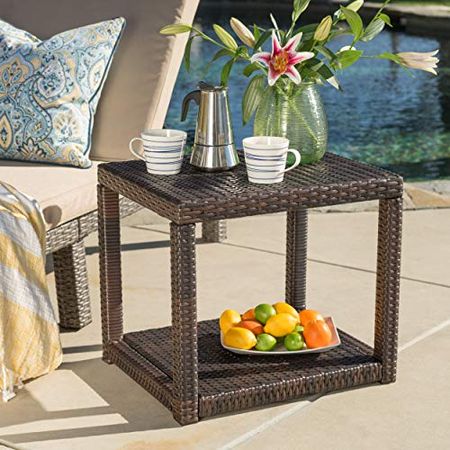 Christopher Knight Home Boracay Outdoor Wicker Accent Table, Multibrown