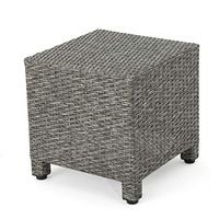 Christopher Knight Home Puerta Outdoor Wicker Side Table, Mixed Black