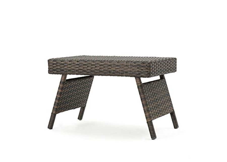 Christopher Knight Home Thira Outdoor Wicker End Table with Aluminum Frame, Mix Mocha