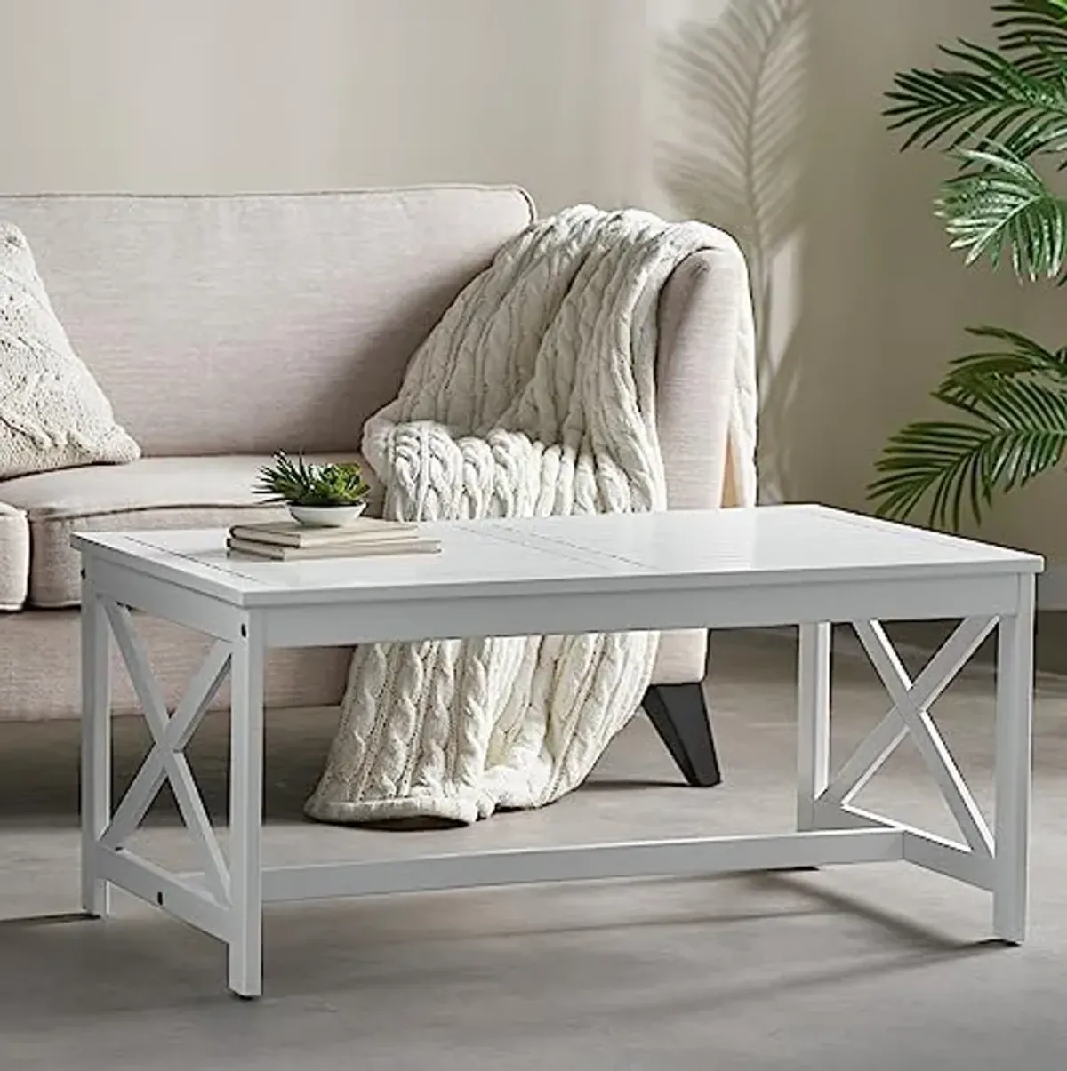 Christopher Knight Home Ivan Outdoor Acacia Wood Coffee Table, Pu White