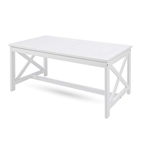 Christopher Knight Home Ivan Outdoor Acacia Wood Coffee Table, Pu White