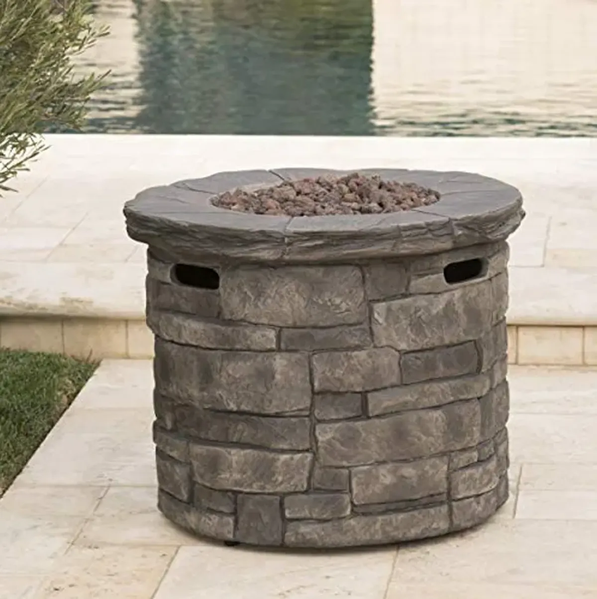 Christopher Knight Home Angeles Outdoor Circular Fire Pit - 40,000 BTU, Grey