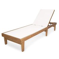 Christopher Knight Home Summerland Outdoor Mesh Chaise Lounge with Acacia Wood Frame, Teak Finish / White Mesh