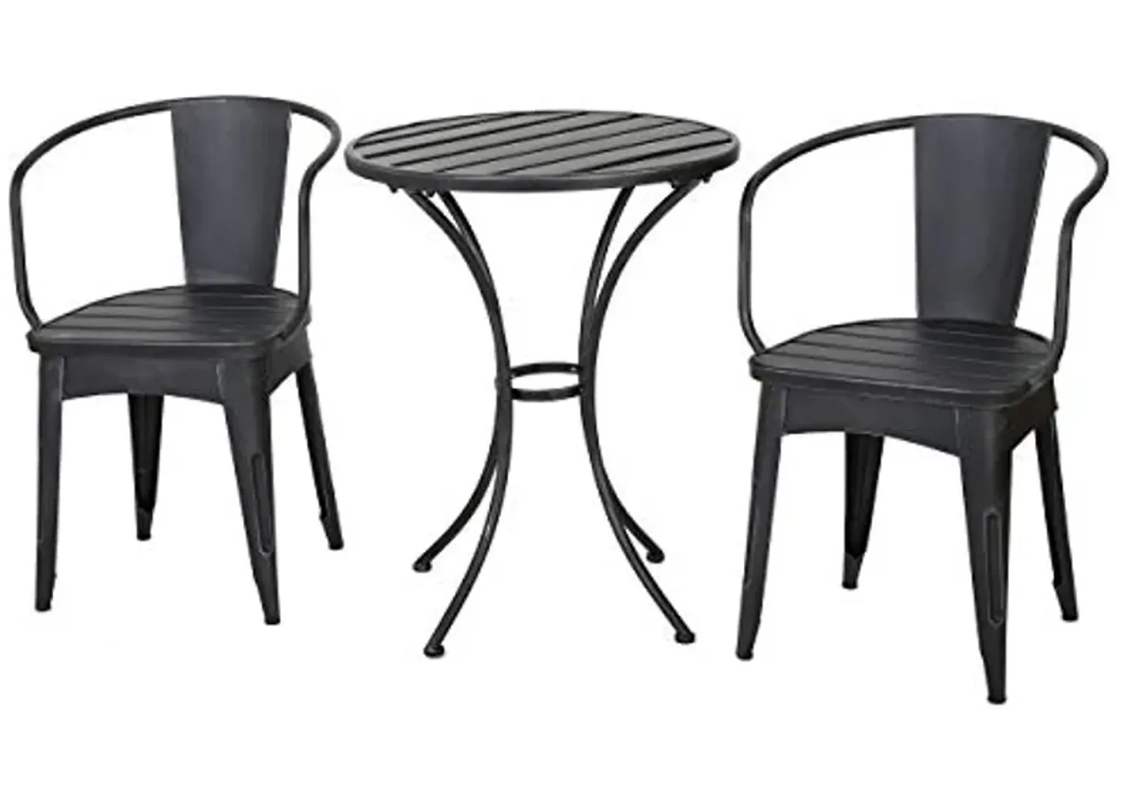 Christopher Knight Home Colmar Outdoor Metal Bistro Set, 3-Pcs Set, Black With Silver