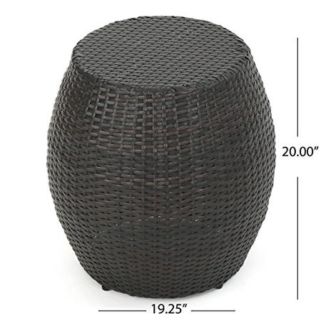 GDFStudio Channing Outdoor Wicker 14.00" Barrell Side Table (Multibrown)