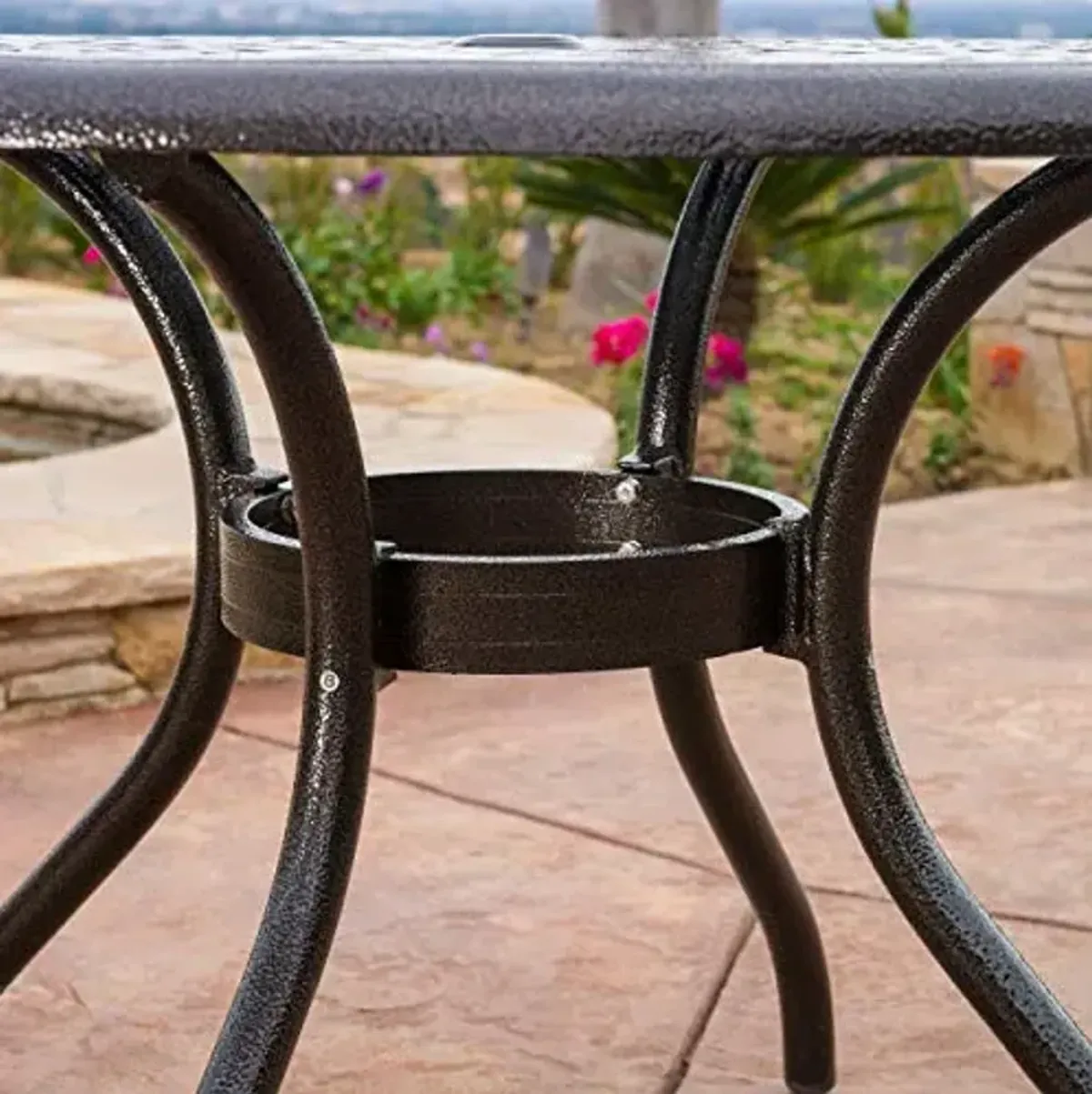 Christopher Knight Home Phoenix Cast Aluminum Round Table, Hammered Bronze, Dimensions: 47.75”L x 47.75”W x 30.00”H