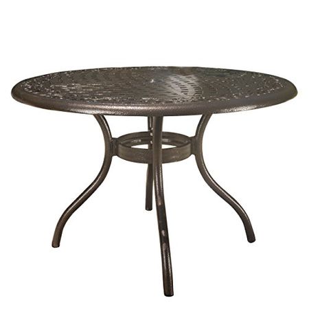 Christopher Knight Home Phoenix Cast Aluminum Round Table, Hammered Bronze, Dimensions: 47.75”L x 47.75”W x 30.00”H