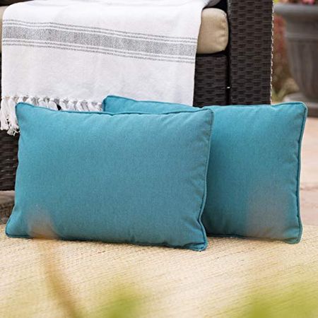 Christopher Knight Home Coronado Outdoor Rectangular Water Resistant Pillows, 2-Pcs Set, Teal