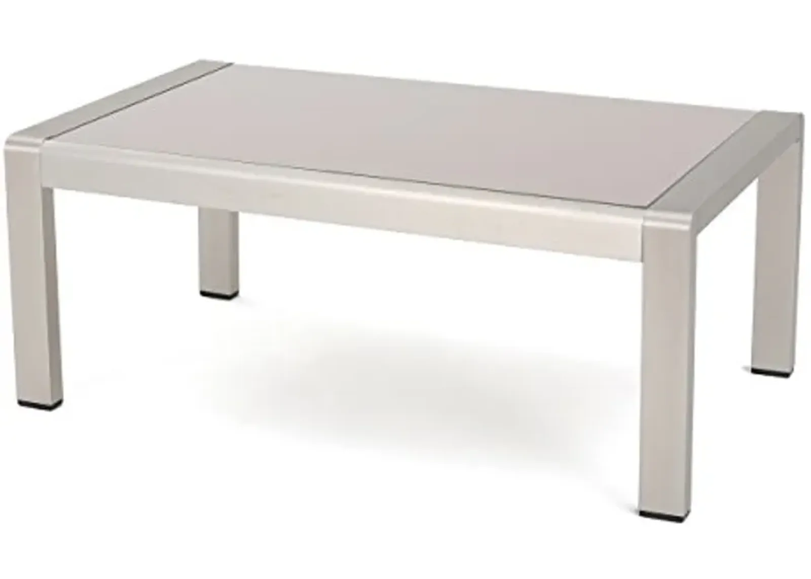 Christopher Knight Home Cape Coral Outdoor Aluminum Coffee Table with Glass Top, Silver