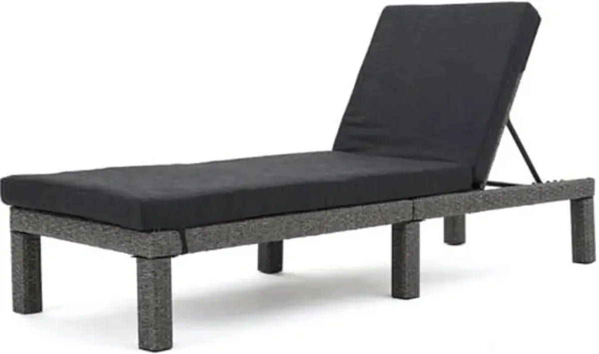 Christopher Knight Home Puerta Outdoor Wicker Chaise Lounge with Water Resistant Cushion, Mixed Black / Dark Grey