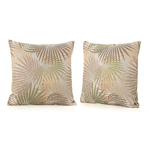Christopher Knight Home Coronado Outdoor Square Water Resistant Pillows, 2-Pcs Set, Tropical Sand