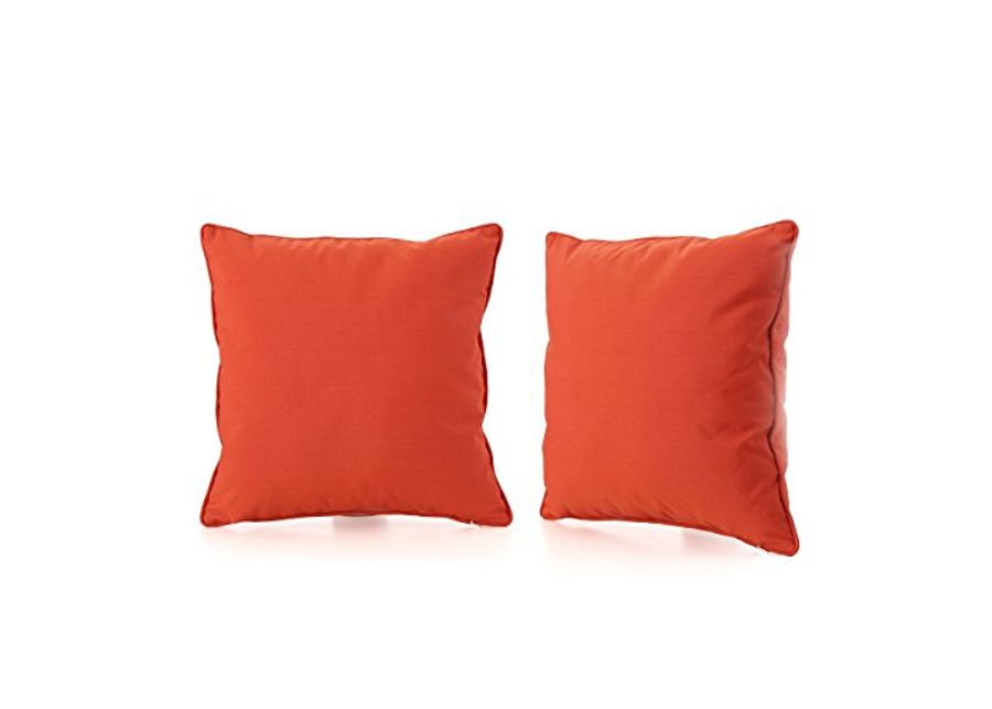 Christopher Knight Home Coronado Outdoor Square Water Resistant Pillows, 2-Pcs Set, Orange