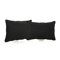Christopher Knight Home Coronado Outdoor Rectangular Water Resistant Pillows, 2-Pcs Set, Black
