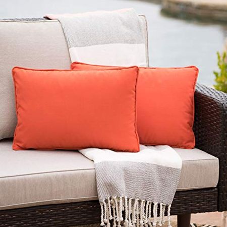 Christopher Knight Home Coronado Outdoor Rectangular Water Resistant Pillows, 2-Pcs Set, Orange