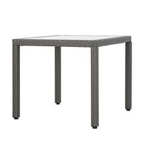 Christopher Knight Home San Pico Outdoor Square Wicker Dining Table with Tempered Glass Top, Grey